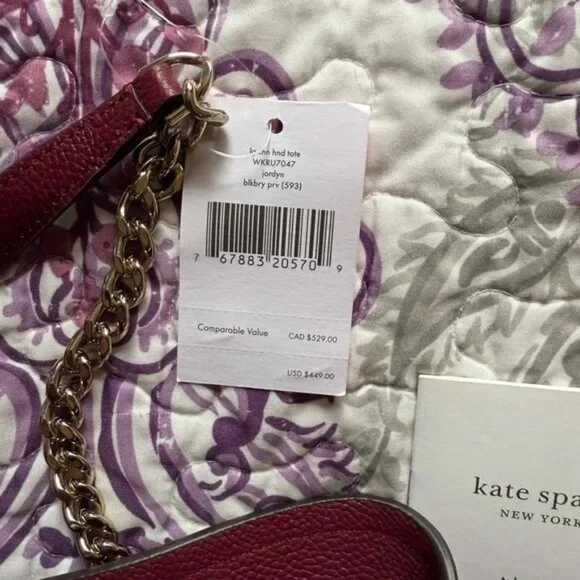 Kate Spade Large Jordyn Tote and Matching Darcy Wallet in Blackberry Purple - Picture 4 of 4